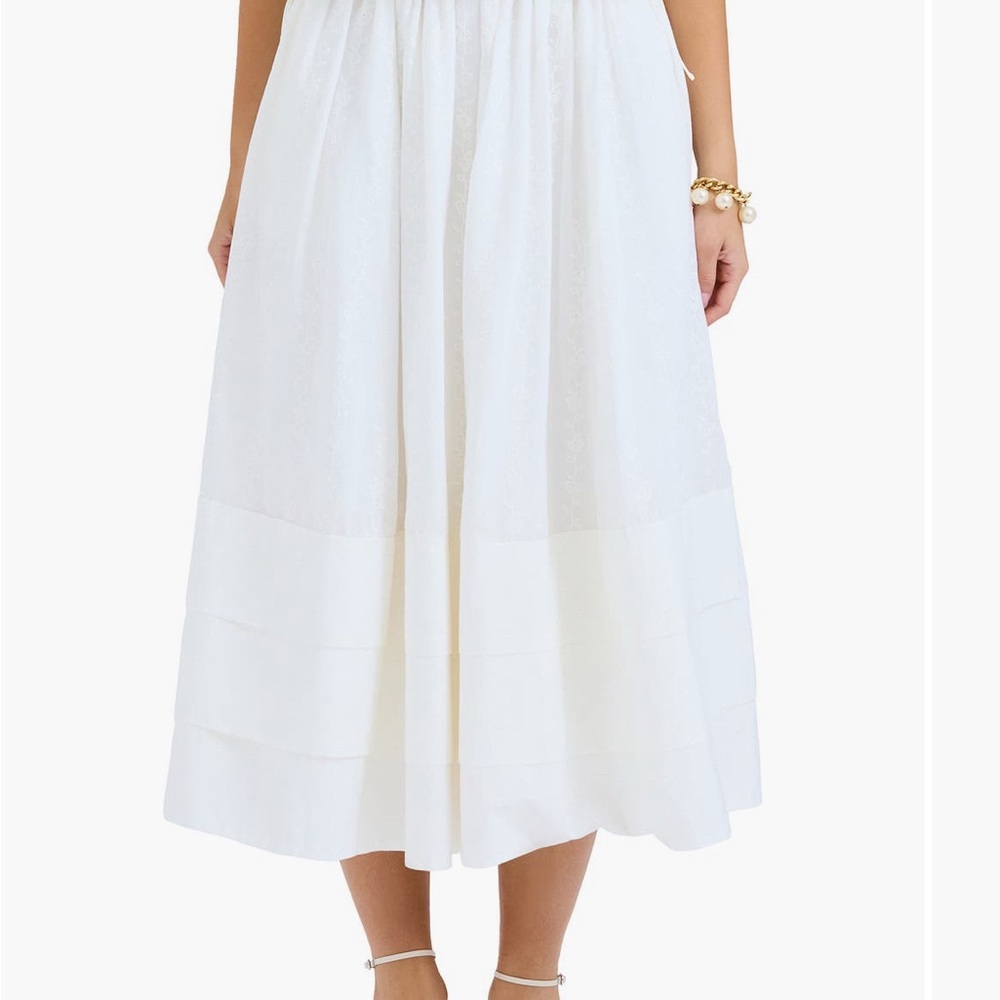 House of CB White Tiered A-Line Midi Skirt - Augustine